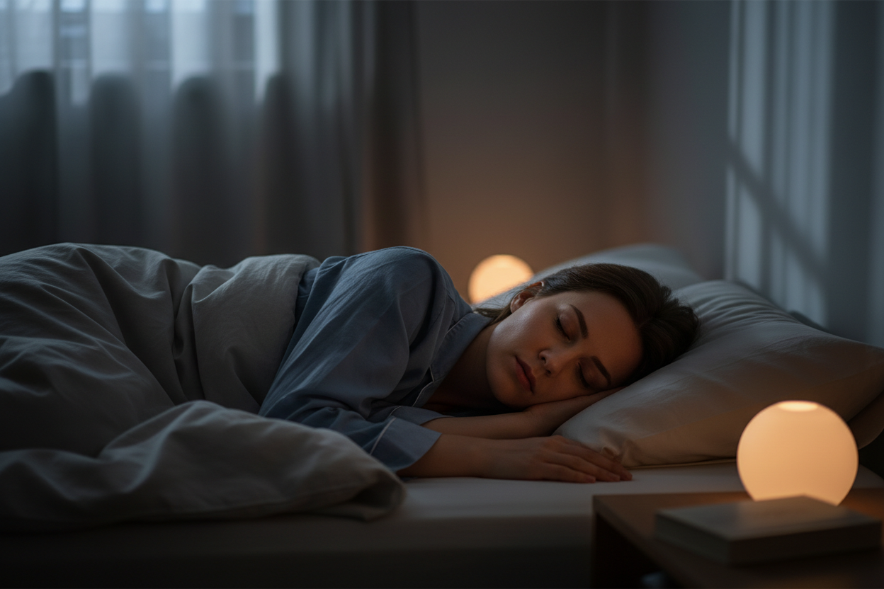 Une femme qui dort paisiblement, image assombri